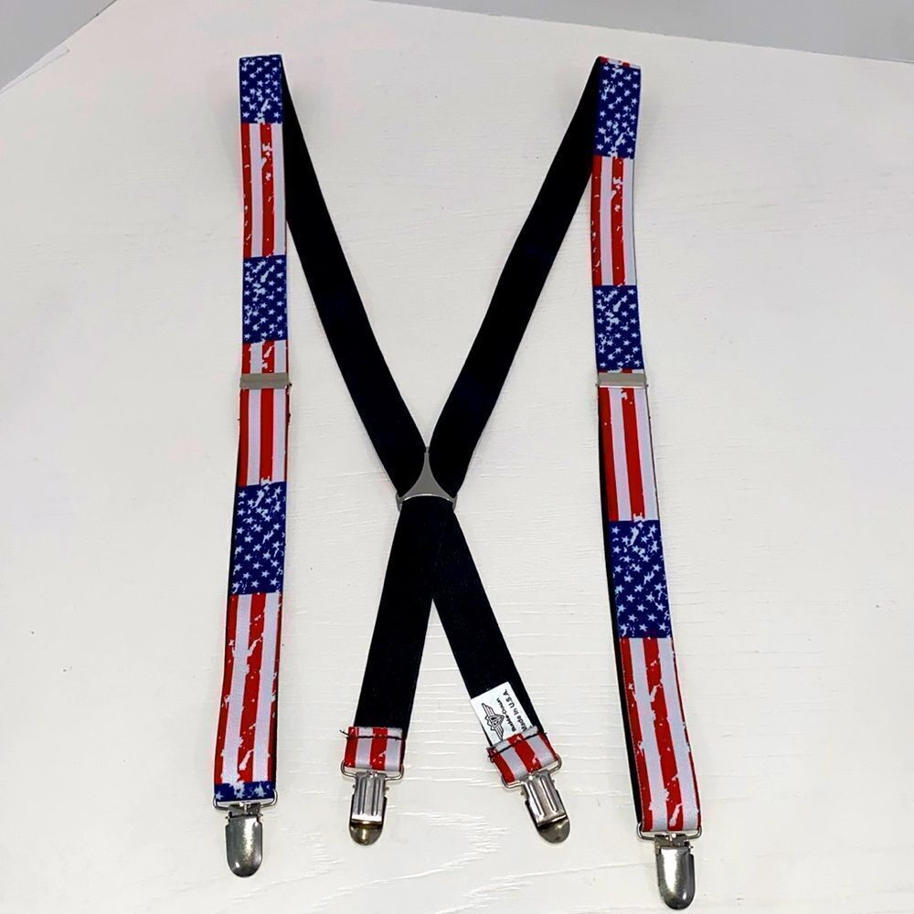 Buckle-Down American Flag Suspenders Made In The USA New Without Tags One Size